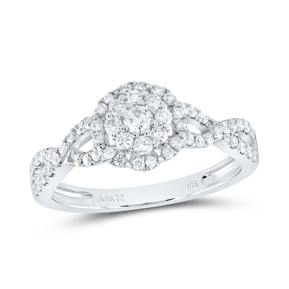 14K White Gold Round Diamond Bridal Ring - 1/2 Carat Total Diamond Weight