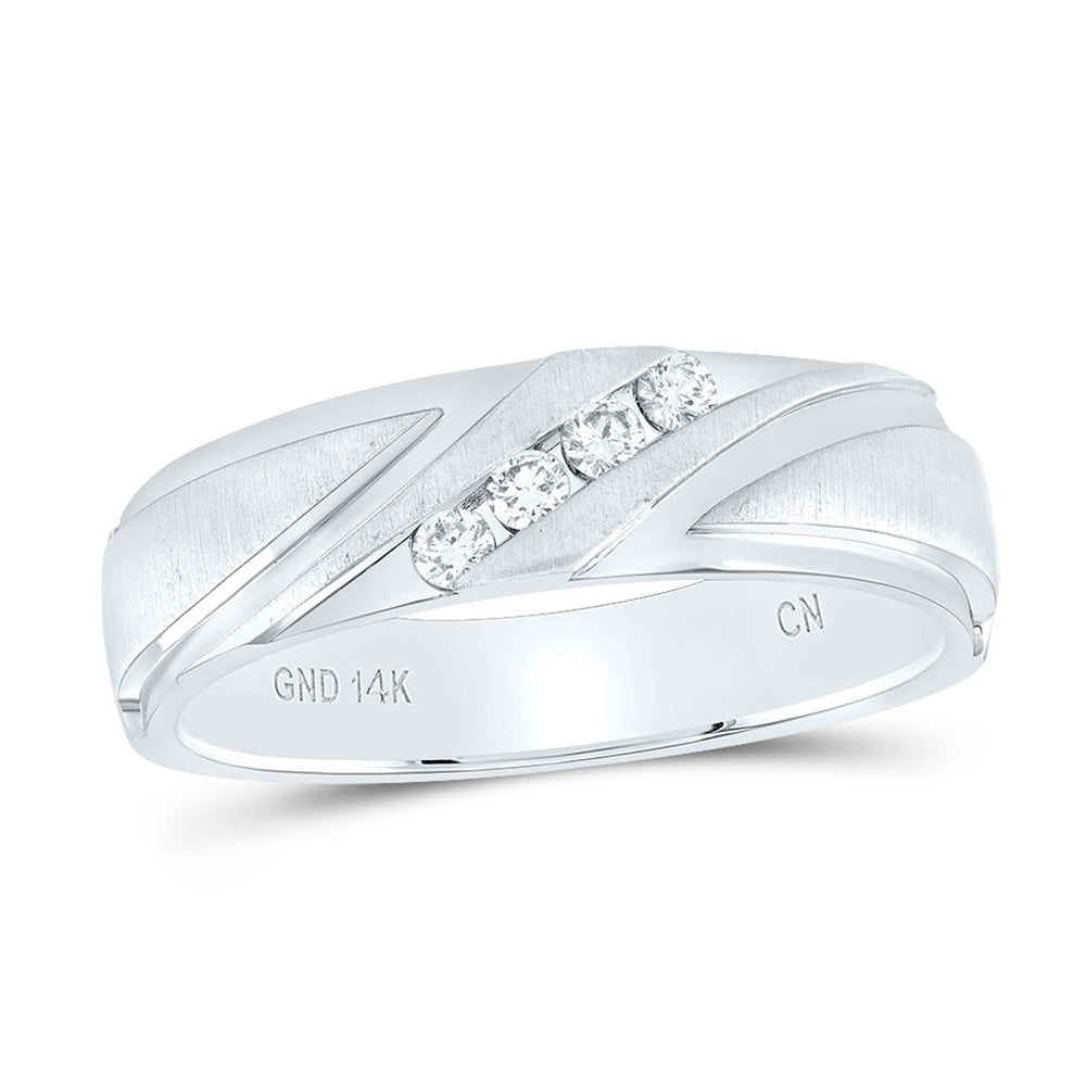 14K White Gold Round Diamond Bridal Ring - 1/6 Carat Total Diamond Weight