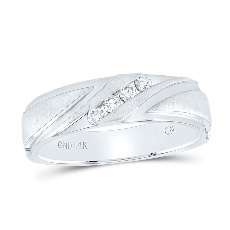 14K White Gold Round Diamond Bridal Ring - 1/6 Carat Total Diamond Weight