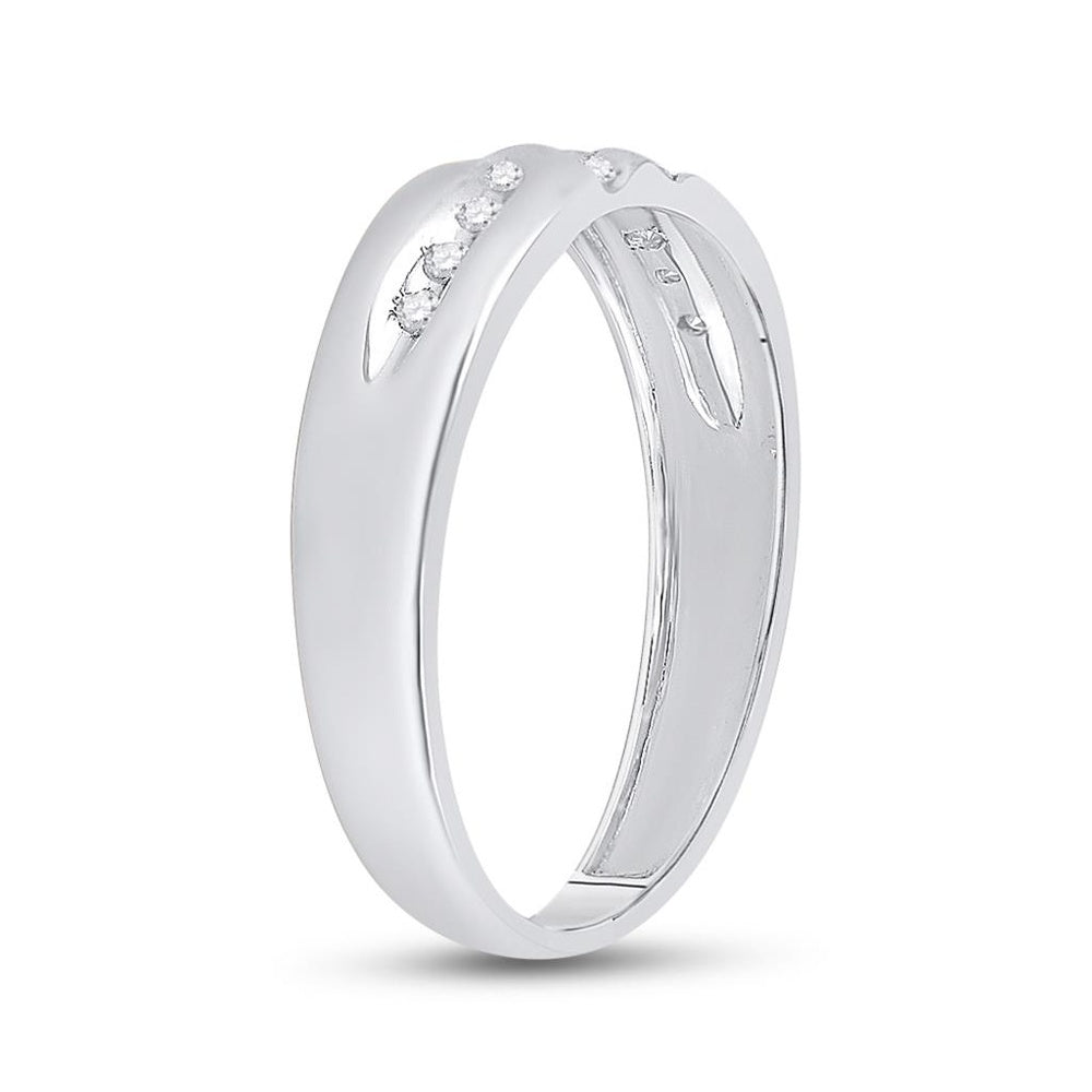 14K White Gold Round Diamond Bridal Ring - 1/8 Carat Total Diamond Weight