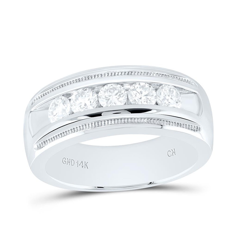 14K White Gold Round Diamond Bridal Ring - 1 Carat Total Diamond Weight