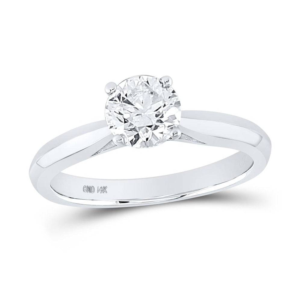 14K White Gold Round Diamond Bridal Ring - 1 Carat Total Diamond Weight