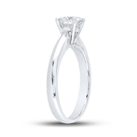 14K White Gold Round Diamond Bridal Ring - 1 Carat Total Diamond Weight