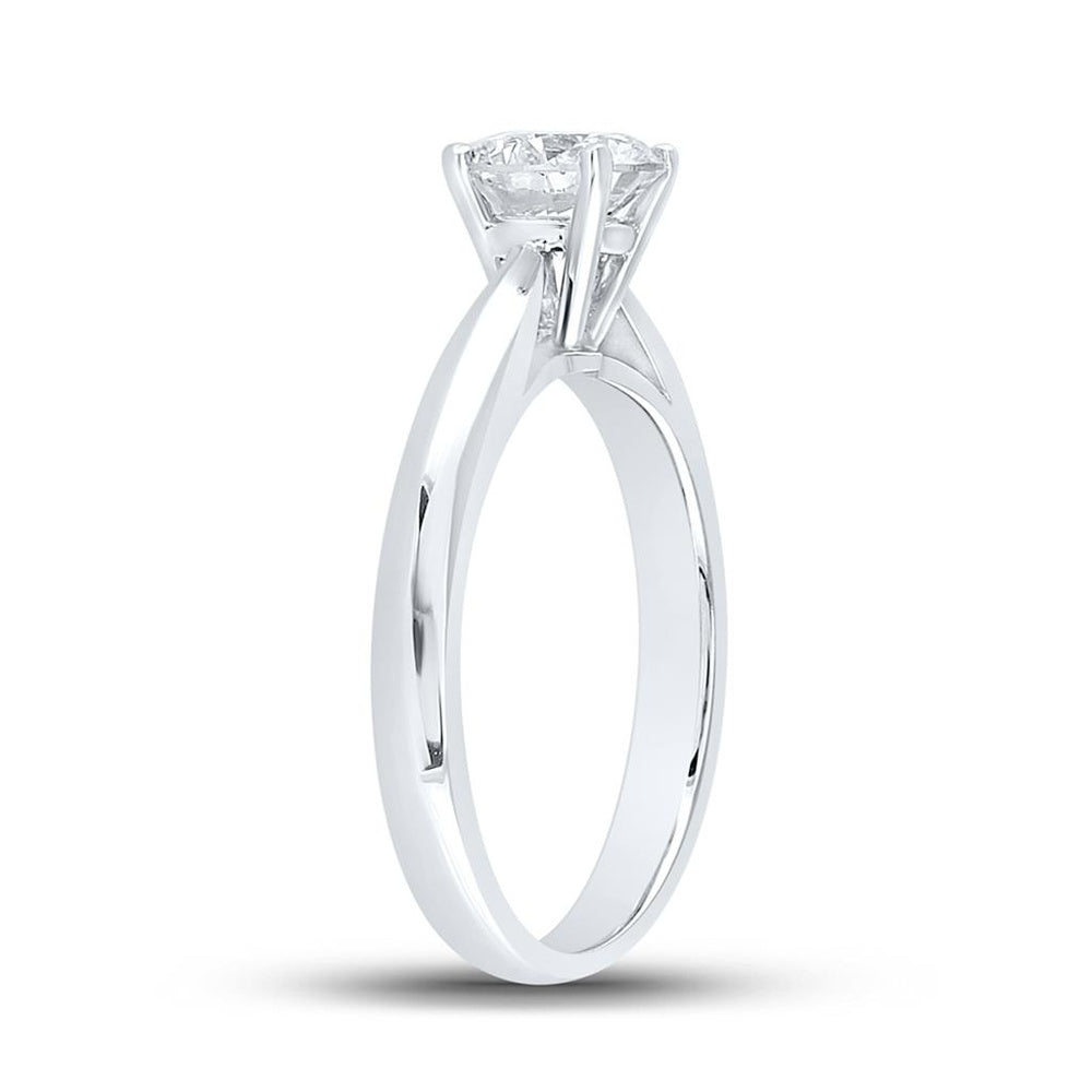 14K White Gold Round Diamond Bridal Ring - 1 Carat Total Diamond Weight