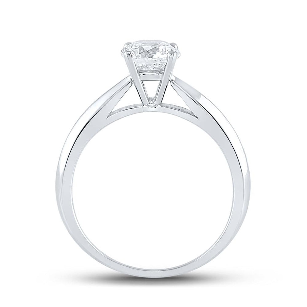 14K White Gold Round Diamond Bridal Ring - 1 Carat Total Diamond Weight