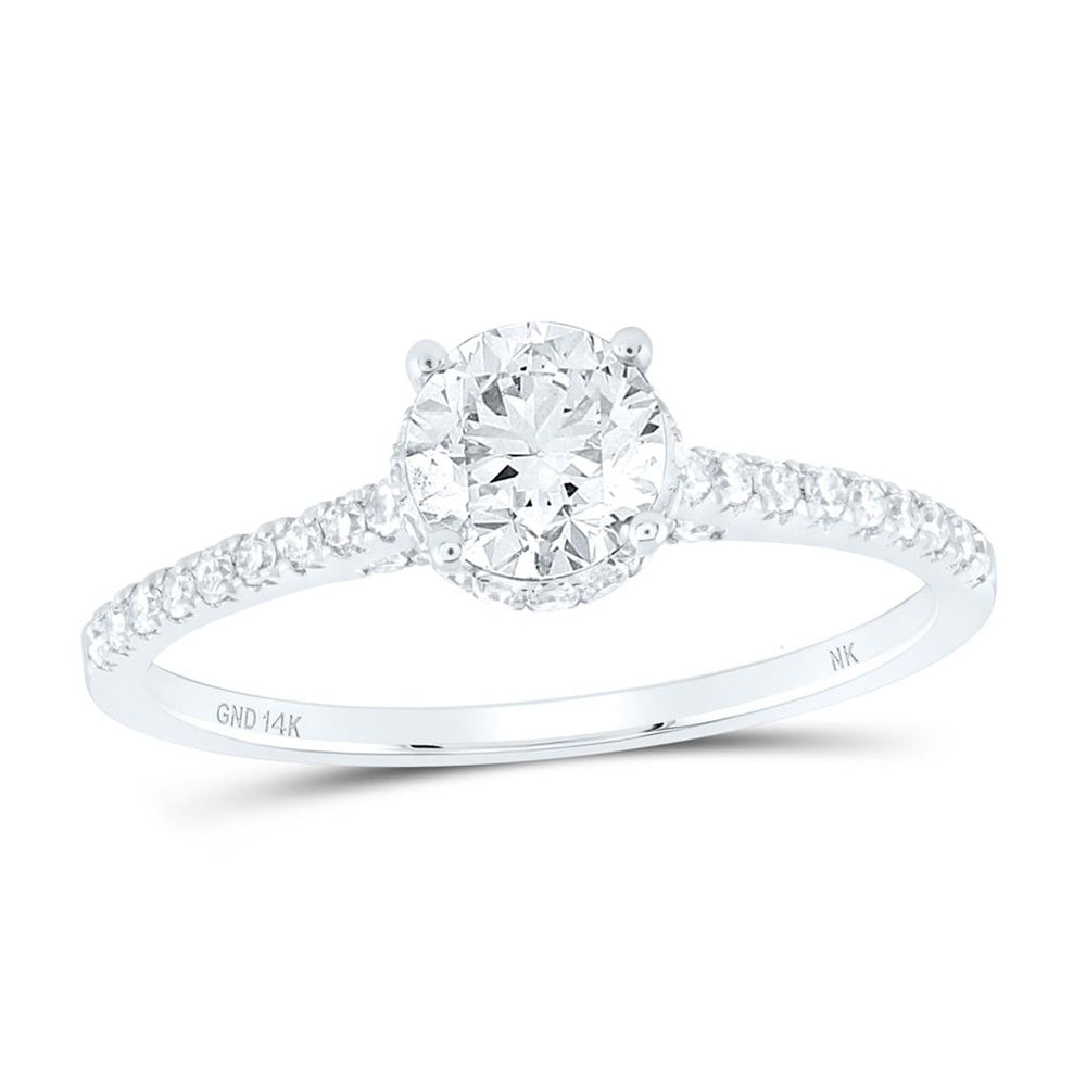14K White Gold Round Diamond Bridal Ring - 1 Carat Total Diamond Weight