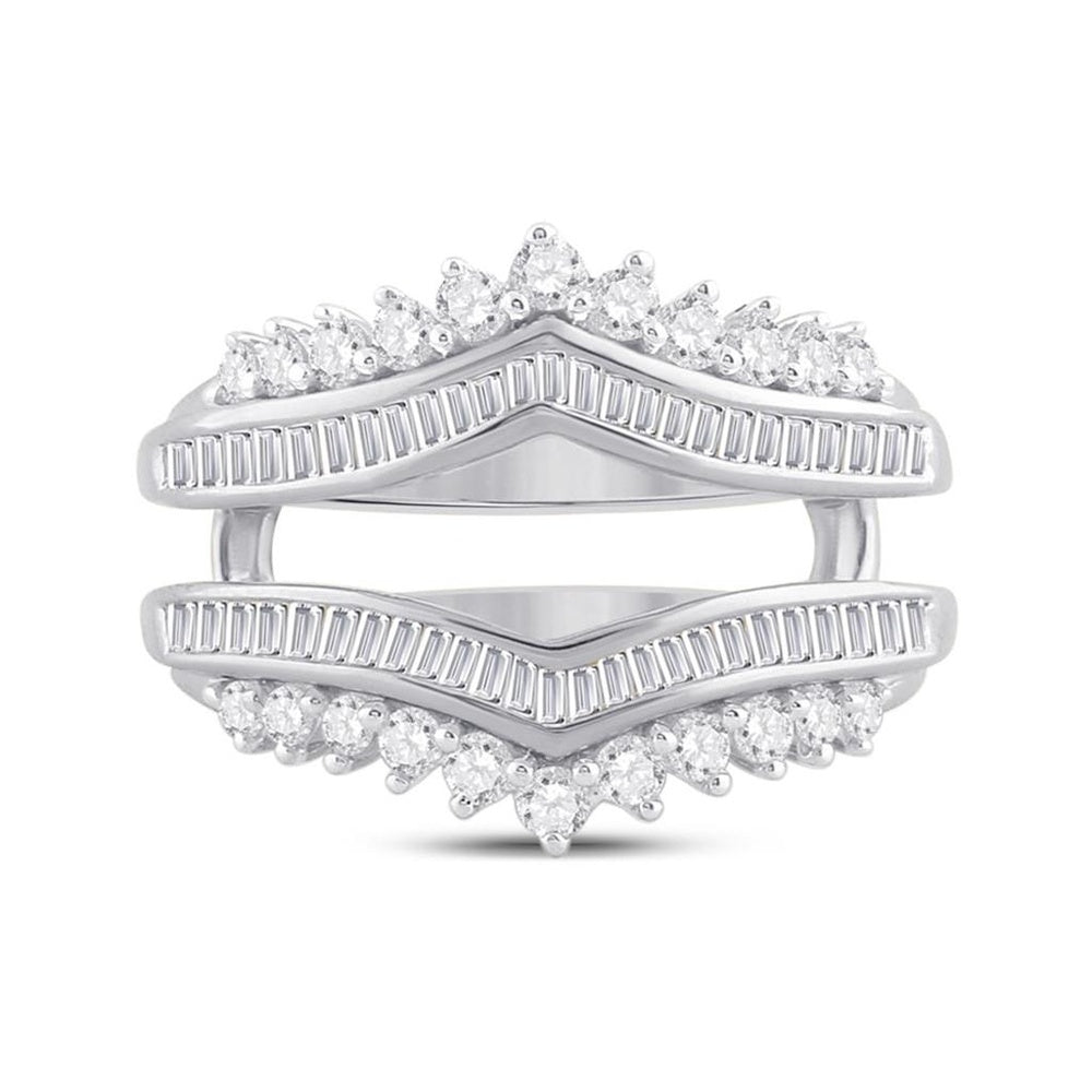 14K White Gold Round Diamond Bridal Ring - 3/4 Carat Total Diamond Weight