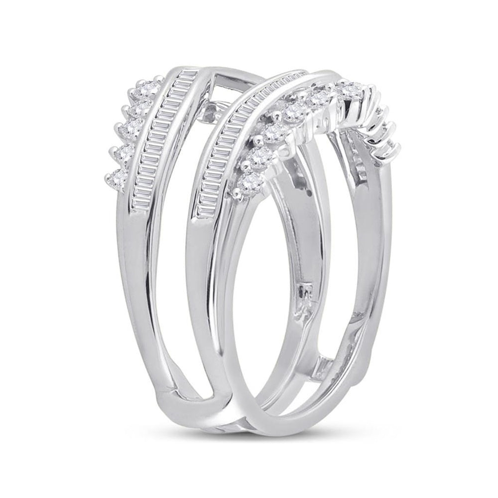 14K White Gold Round Diamond Bridal Ring - 3/4 Carat Total Diamond Weight