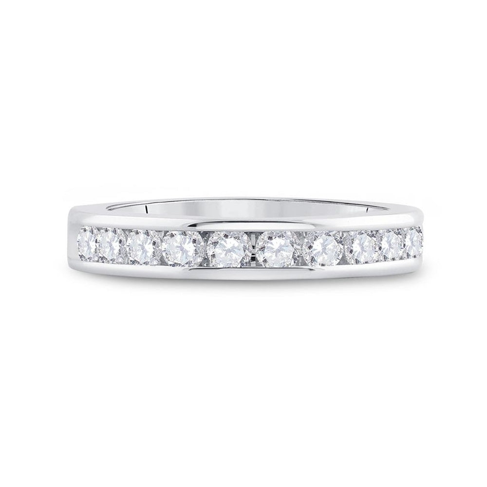 14K White Gold Round Diamond Bridal Ring - 3/4 Carat Total Diamond Weight