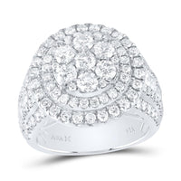 14K White Gold Round Diamond Bridal Ring - 3 Carat Total Diamond Weight