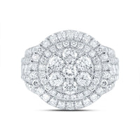 14K White Gold Round Diamond Bridal Ring - 3 Carat Total Diamond Weight