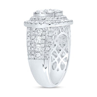 14K White Gold Round Diamond Bridal Ring - 3 Carat Total Diamond Weight