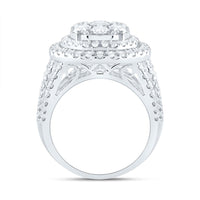 14K White Gold Round Diamond Bridal Ring - 3 Carat Total Diamond Weight