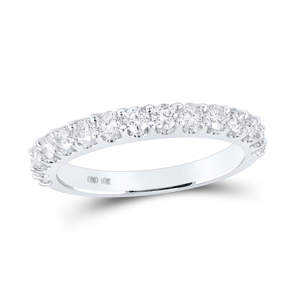 14K White Gold Round Diamond Bridal Ring - 7/8 Carat Total Diamond Weight