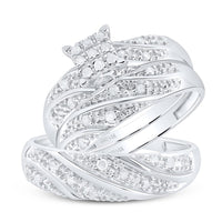 14K White Gold Round Diamond Bridal Ring Set - 1/3 Carat Total Diamond Weight