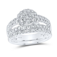 14K White Gold Round Diamond Bridal Ring Set - 2 and 1/3 Carat Total Diamond Weight