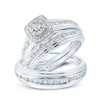 14K White Gold Round Diamond Bridal Ring Set - 7/8 Carat Total Diamond Weight