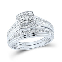 14K White Gold Round Diamond Bridal Ring Set - 7/8 Carat Total Diamond Weight