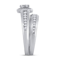 14K White Gold Round Diamond Bridal Ring Set - 7/8 Carat Total Diamond Weight