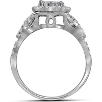 14K White Gold Round Diamond Bridal Wedding Ring Set with Pave-Set Round Diamonds - 1 Carat Total Diamond Weight