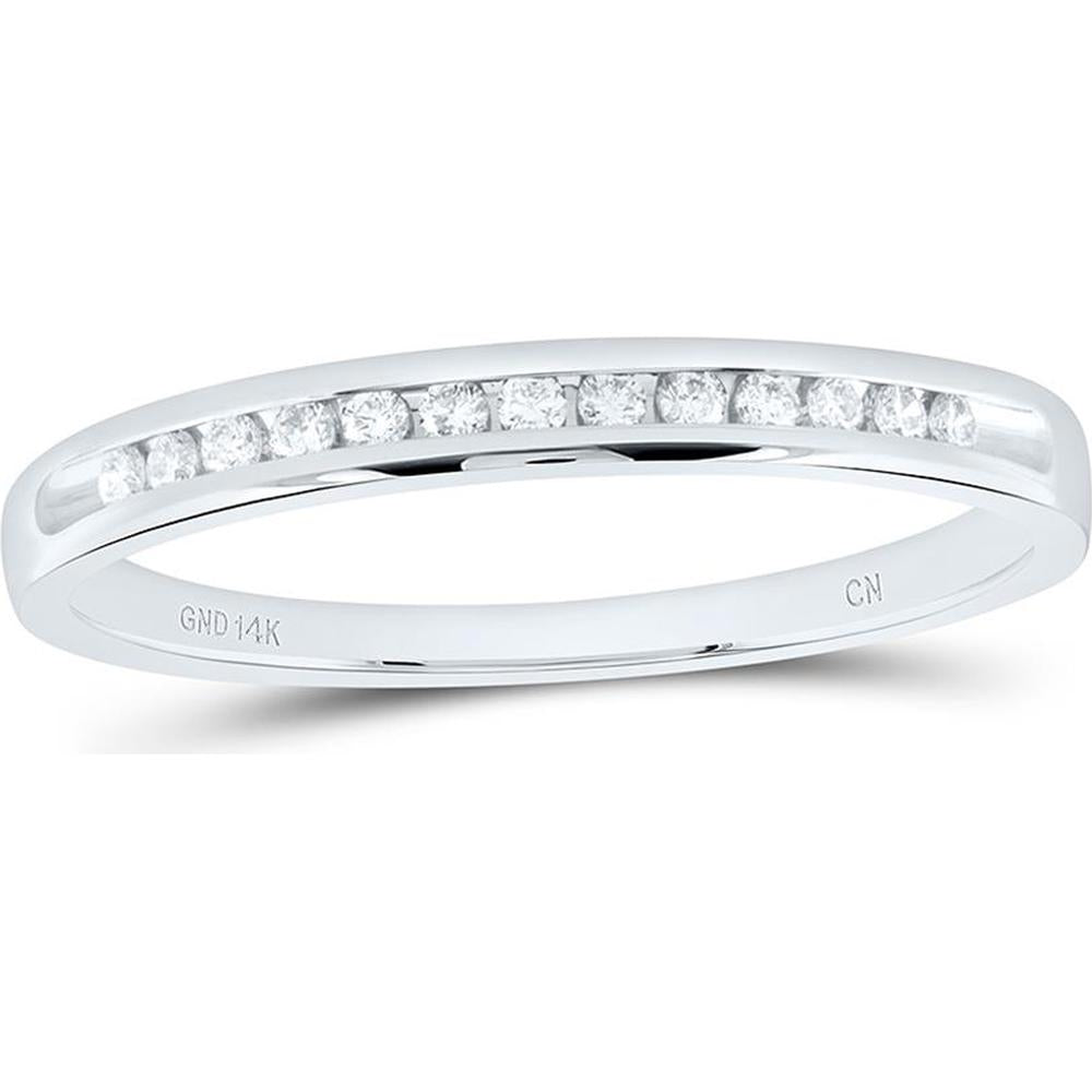 14K White Gold Round Diamond Channel-Set Wedding Band - 0.10 Carat Total Diamond Weight