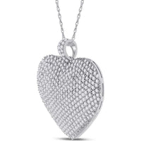 14K White Gold Round Diamond Charmed Heart Pendant - 3.07 Carat Total Diamond Weight