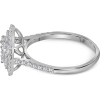 14K White Gold Round Diamond Circle Halo Cluster Ring - 1 Carat Total Diamond Weight