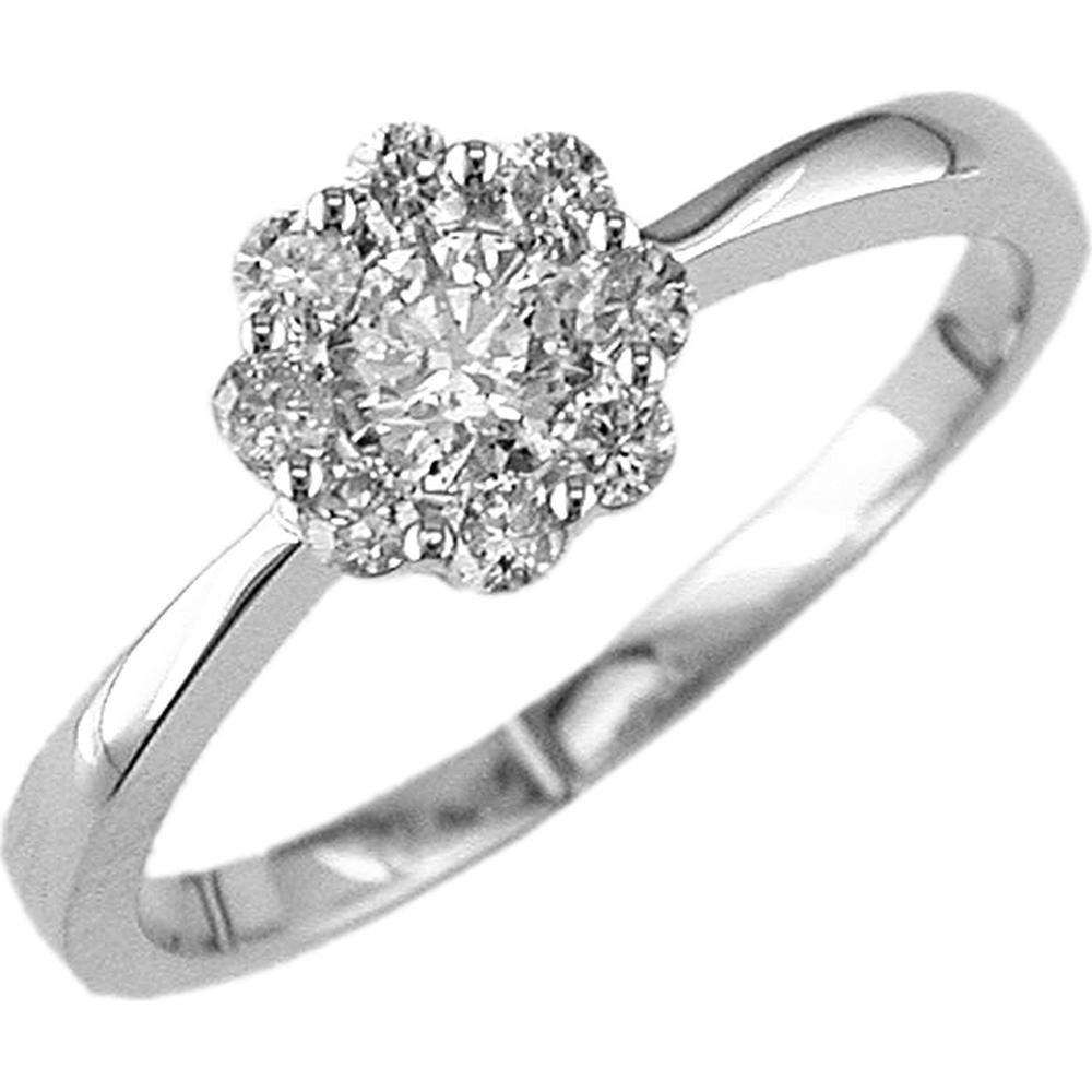 14K White Gold Round Diamond Cluster Ring - 0.50 Carat Total Diamond Weight - Royal Jewelry