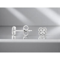 14K White Gold Round Diamond Cluster Stud Earrings - 0.25 Carat Total Diamond Weight - Royal Jewelry