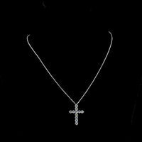 14K White Gold Round Diamond Cross Pendant with 11 Prong-Set Lab Diamonds - 2.00 Carat Total Weight - Covaloro Fine Jewelry