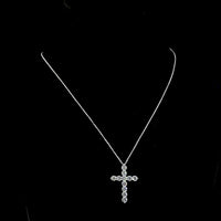14K White Gold Round Diamond Cross Pendant with Prong-Set Brilliant Cut Lab Diamonds - 3.08 Total Carat Weight - Covaloro Fine Jewelry