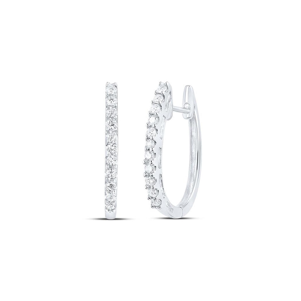 14K White Gold Round Diamond Dangle Earrings - 1/4 Carat Total Diamond Weight