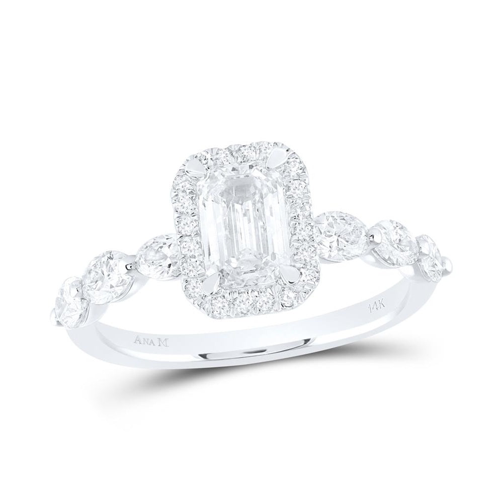 14K White Gold Round Diamond Engagement Ring - 1 7/8 Carat Total Diamond Weight