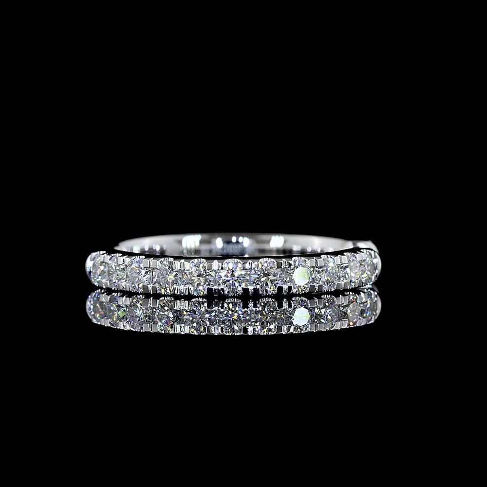 14K White Gold Round Diamond Eternity Band with Micro Pavé Setting - 0.72 Carat Total Weight, E-F Color VS Clarity Lab Grown Diamonds - Covaloro Fine Jewelry
