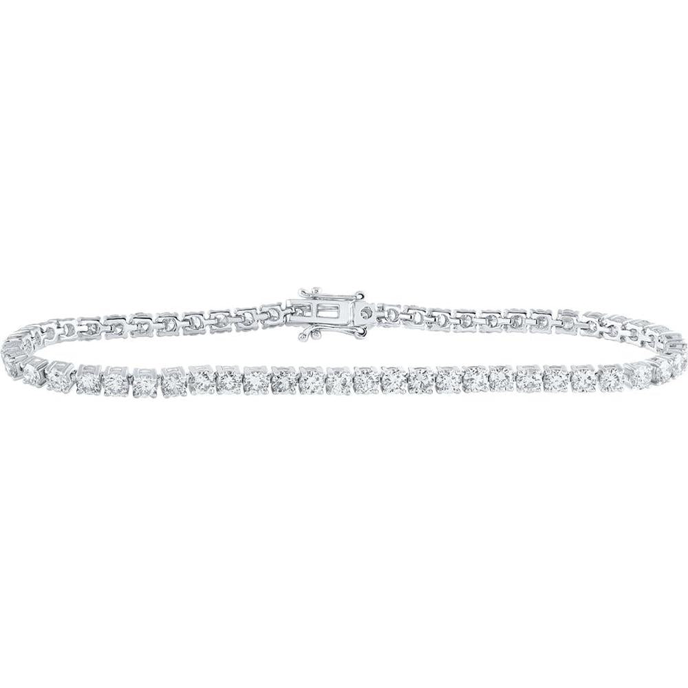 14K White Gold Round Diamond Fashion Bracelet - 6.07 Carat Total Diamond Weight