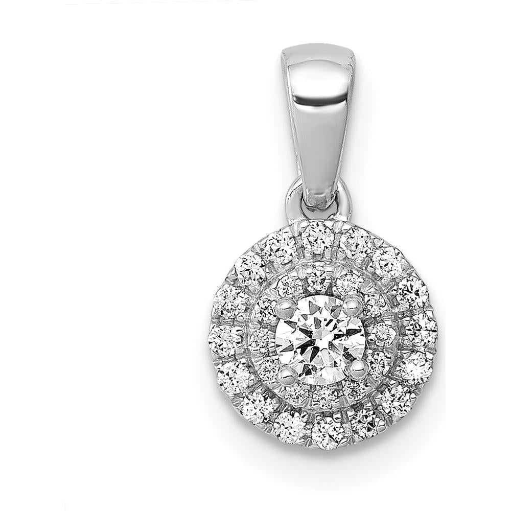 14K White Gold Round Diamond Halo Cluster Pendant - 0.23 Carat Total Diamond Weight by Monteluci Fine Jewelry