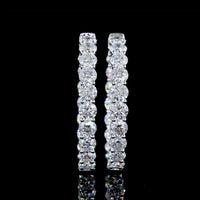 14K White Gold Round Diamond Hoop Earrings - 11.81 Carat Total Weight, Lab-Grown E-F VS1 Brilliant Cut Stones with Prong Setting - Covaloro Fine Jewelry