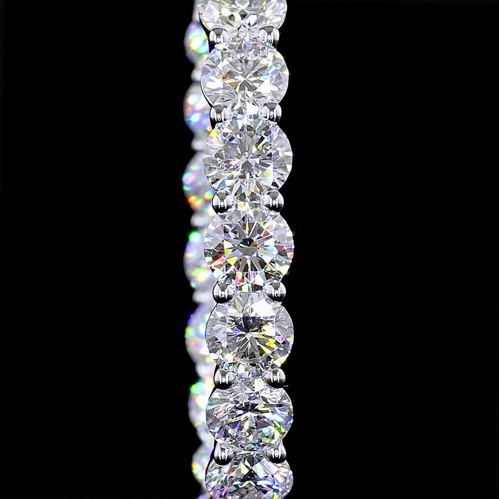 14K White Gold Round Diamond Hoop Earrings - 11.81 Carat Total Weight, Lab-Grown E-F VS1 Brilliant Cut Stones with Prong Setting - Covaloro Fine Jewelry