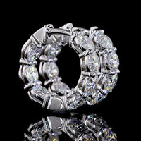 14K White Gold Round Diamond Huggie Earrings with Prong Set Lab Diamonds - 3.13 Total Carat Weight - Covaloro Fine Jewelry