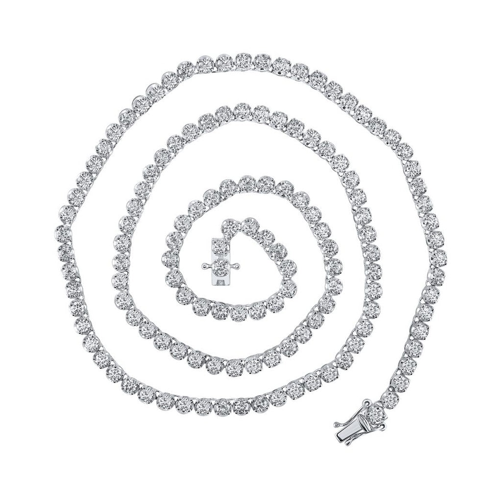 14K White Gold Round Diamond Necklace - 11 and 1/4 Carat Total Diamond Weight