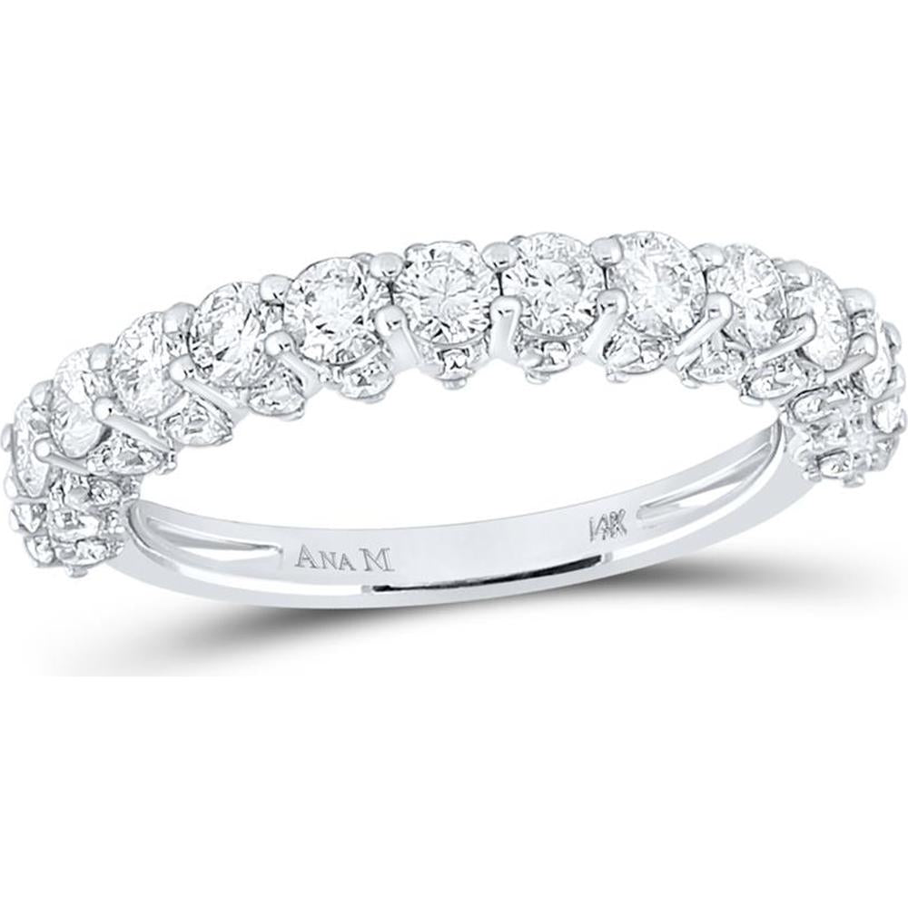 14K White Gold Round Diamond Pave-Set Band Ring - 1.62 Carat Total Diamond Weight