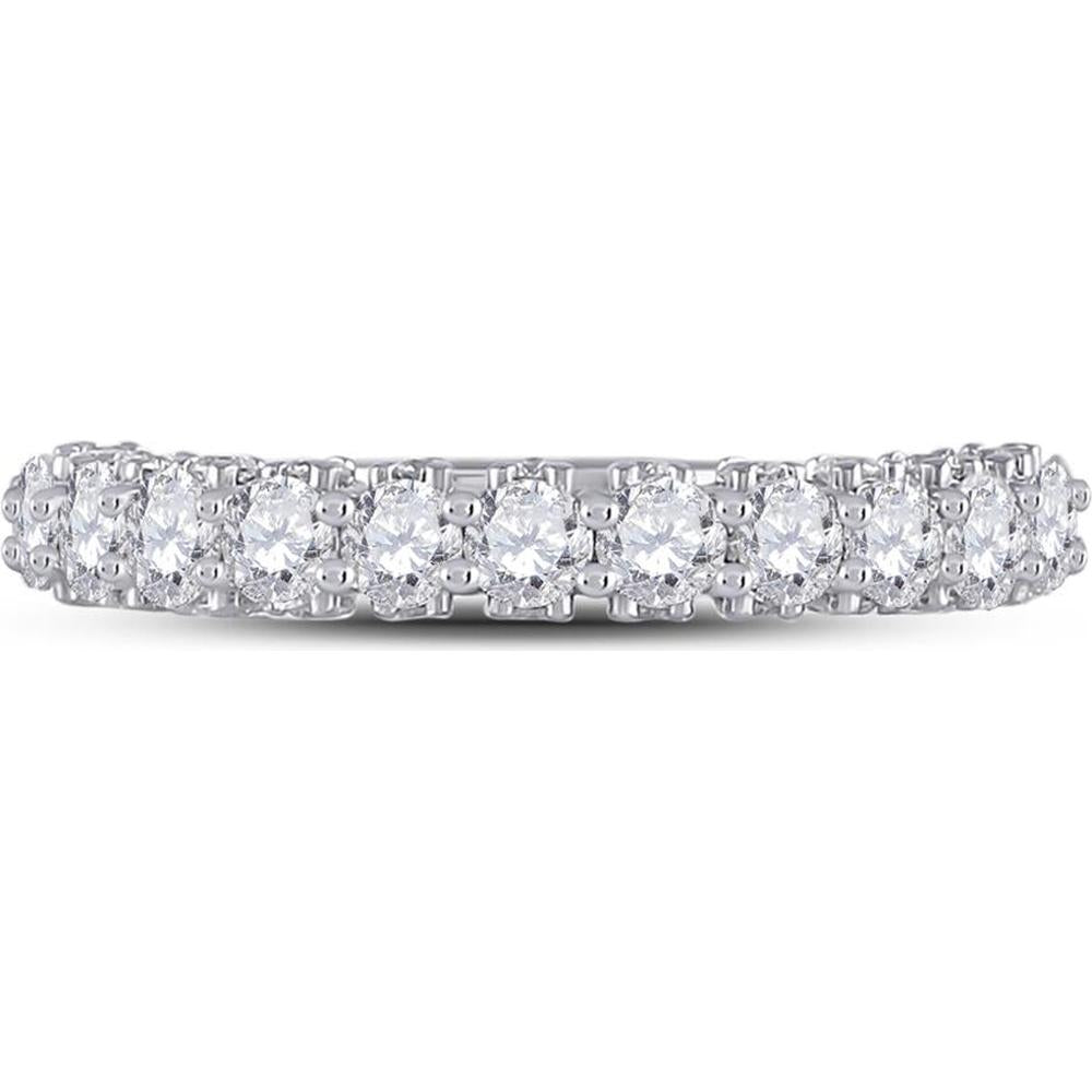 14K White Gold Round Diamond Pave-Set Band Ring - 1.62 Carat Total Diamond Weight