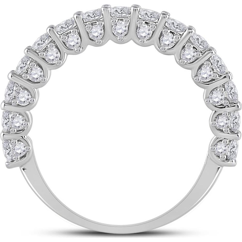 14K White Gold Round Diamond Pave-Set Band Ring - 1.62 Carat Total Diamond Weight