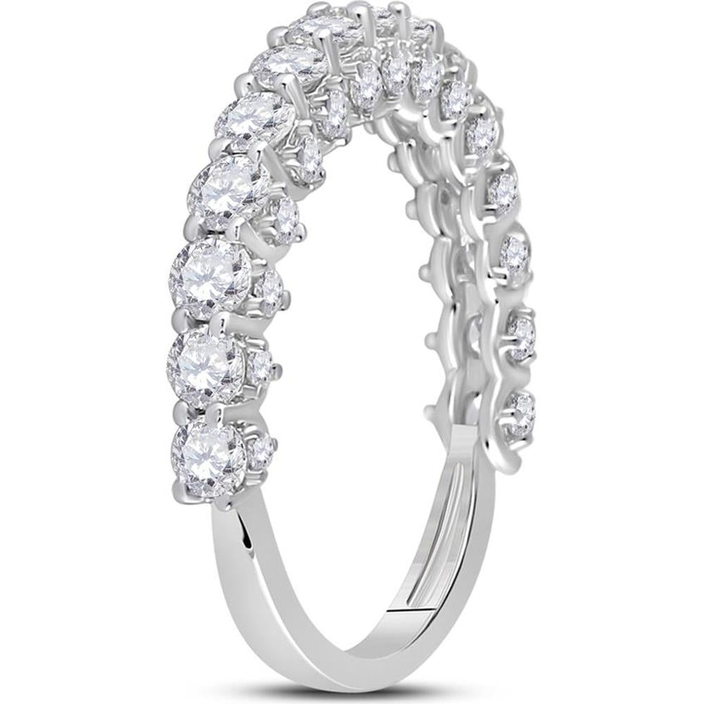 14K White Gold Round Diamond Pave-Set Band Ring - 1.62 Carat Total Diamond Weight