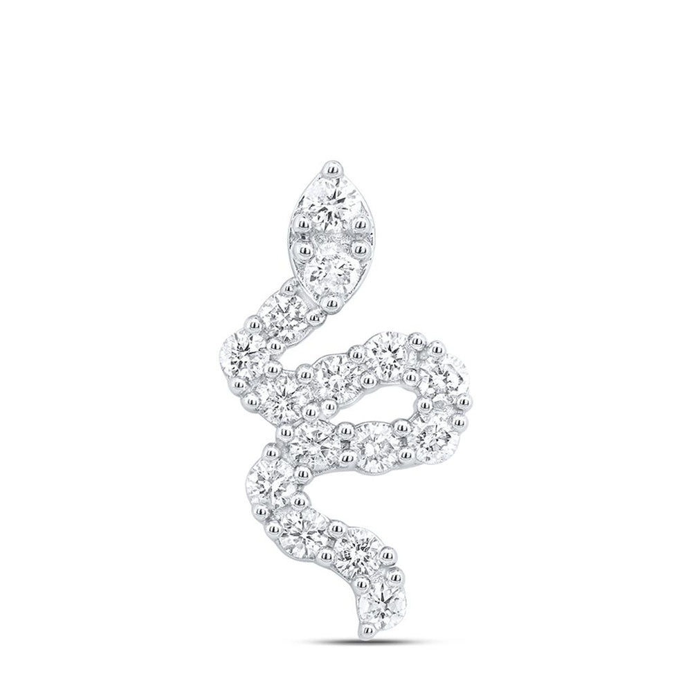 14K White Gold Round Diamond Pendant - 1/2 Carat Total Diamond Weight