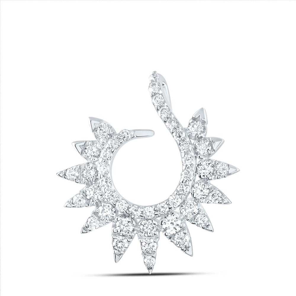 14K White Gold Round Diamond Pendant - 1/2 Carat Total Diamond Weight