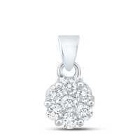 14K White Gold Round Diamond Pendant - 1 Carat Total Diamond Weight