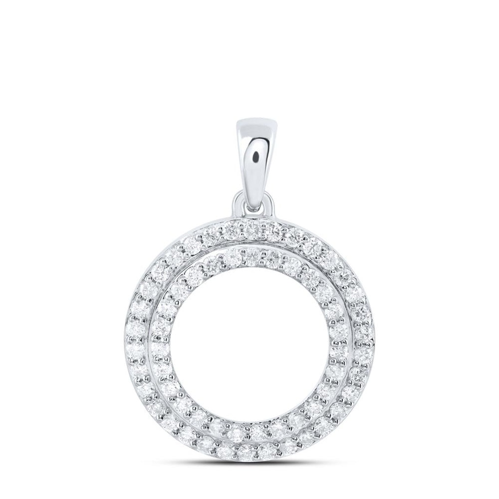 14K White Gold Round Diamond Pendant - 3/8 Carat Total Diamond Weight