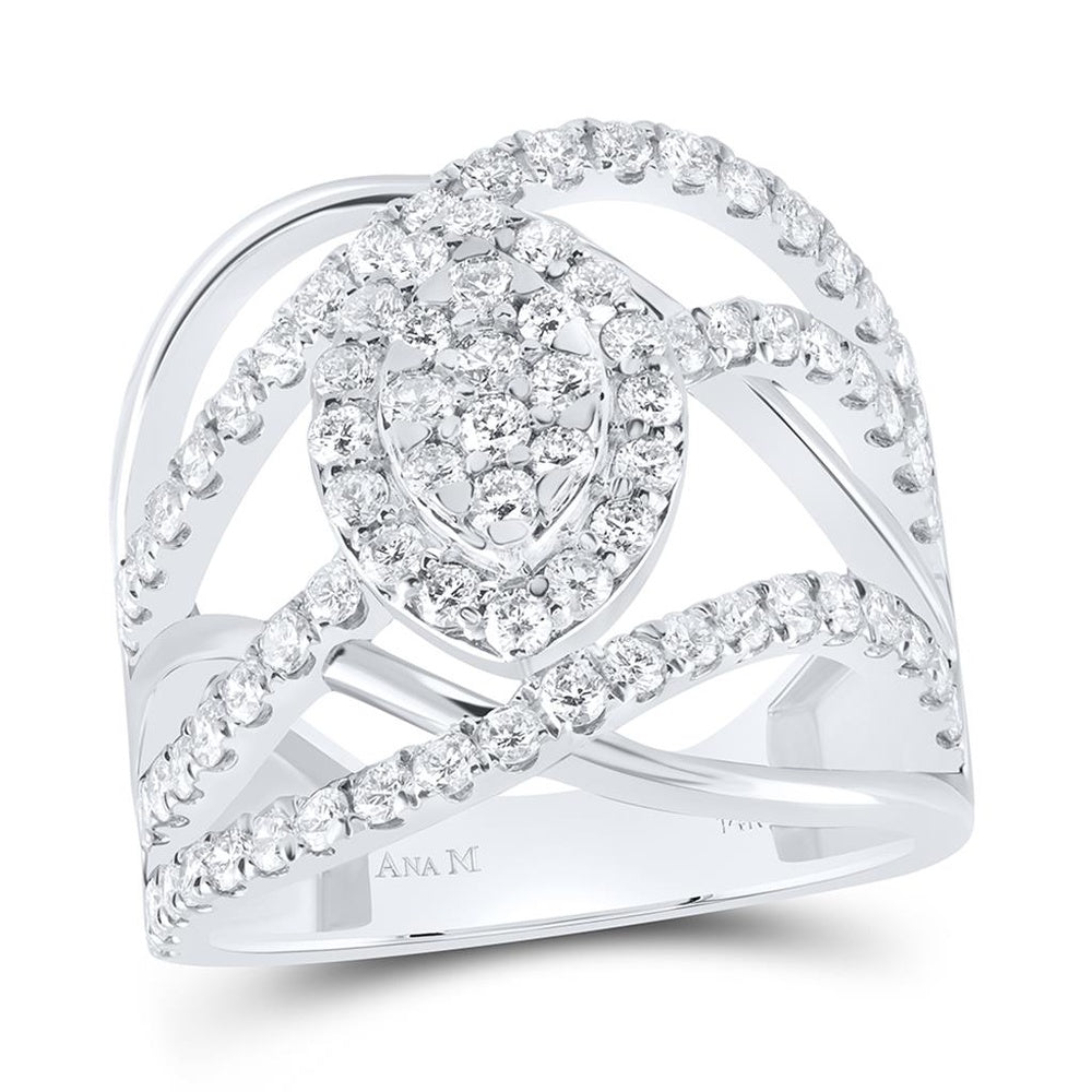 14K White Gold Round Diamond Ring - 1 1/2 Carat Total Diamond Weight