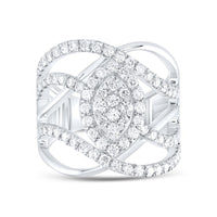 14K White Gold Round Diamond Ring - 1 1/2 Carat Total Diamond Weight